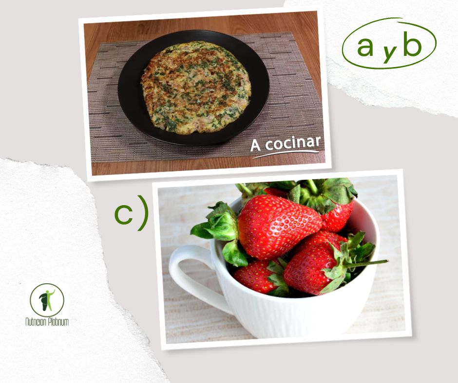 TORTILLA DE ESPINACAS Y JAMÓN SERRANO CON FRESAS (TAMAÑO PUÑO).